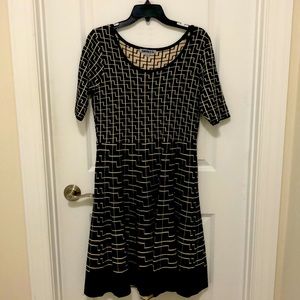 Black/Tan geometric design dress